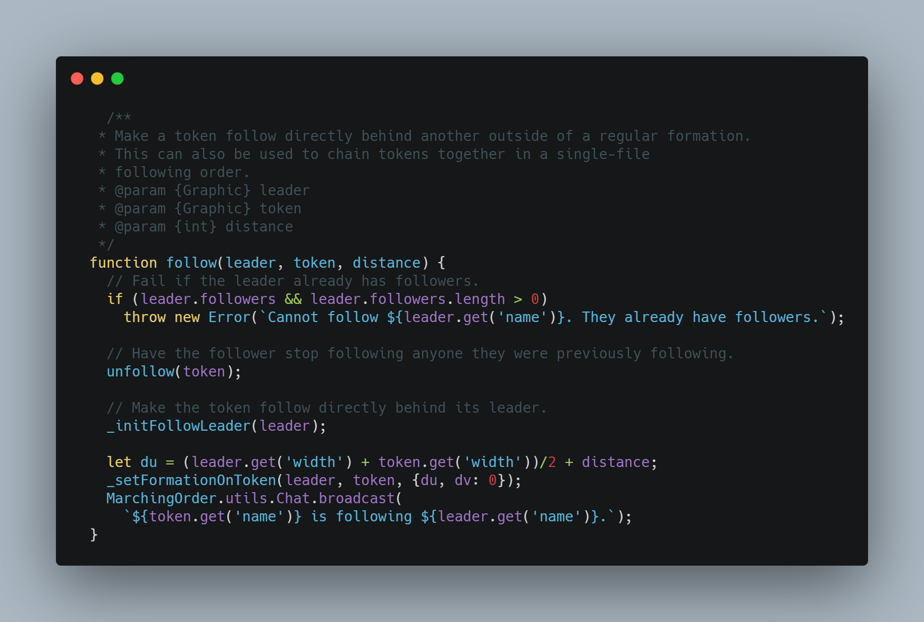 Screenshot of API code